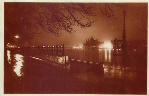 Postcard Hungary Budapest Parliament at nightfall