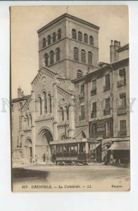 439570 FRANCE GRENOBLE Church TRAM w/ chocolate advertising Vintage postcard