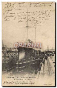 Old Postcard Boat War Toulon Arsenal sea cruiser in dry dock