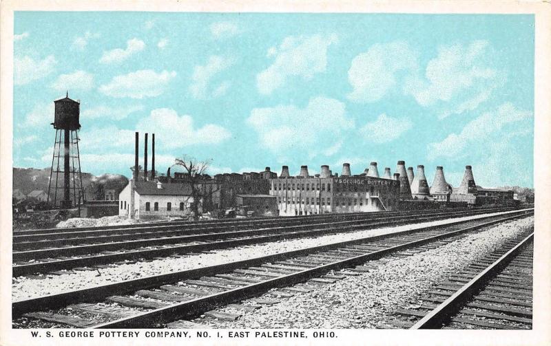 C17/ East Palestine Ohio Postcard c1910 W.S. George Pottery Kilns Factory No 1