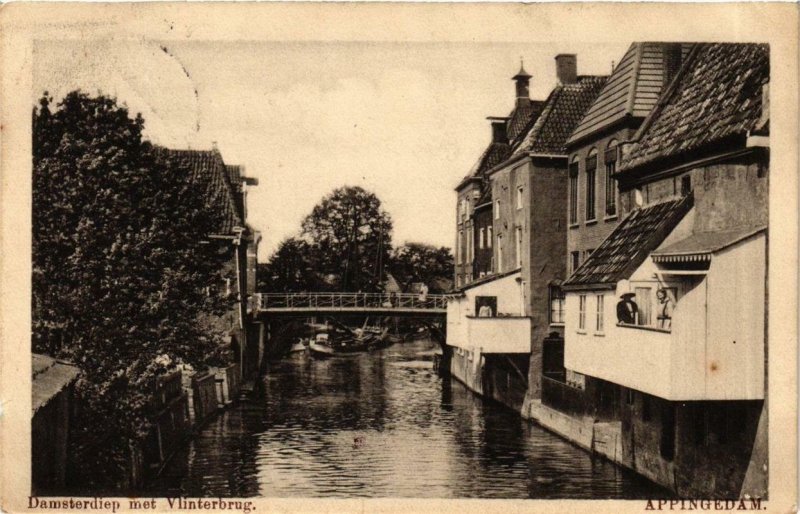 CPA AK APPINGEDAM Damsterdiep met Vlinterbrug NETHERLANDS (705973)