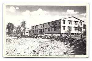 Postcard Barrack's 301st U. S. Infantry Camp Devens Ayer Mass. U. S. Army