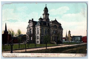 Hamilton Ohio OH Postcard Butler Court House Building Scene Street 1907 Antique
