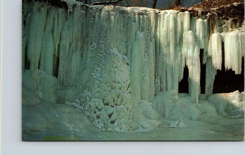 Winter Scene Minnehaha Falls Minneapolis Minnesota MN Frozen Waterfall Postcard  