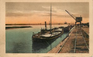 Germany navigation themed postcard Wesel dock transport barge