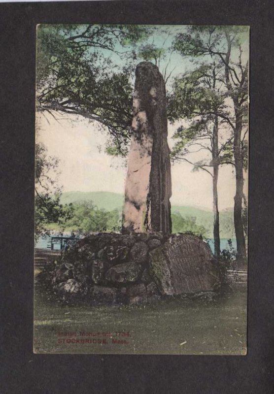 MA Native American Indian Monument Statue Stockbridge Massachusetts Postcard