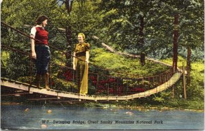 Postcard TN Great Smoky Mountain Natl Pk - Swinging Bridge