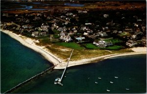 Postcard MA Hyannis Port Cape Cod Aerial View Kennedy Compound 1960s S21