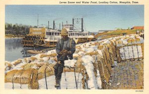 Levee Scene and Water Front Loading Cotton Memphis, Tennessee USA