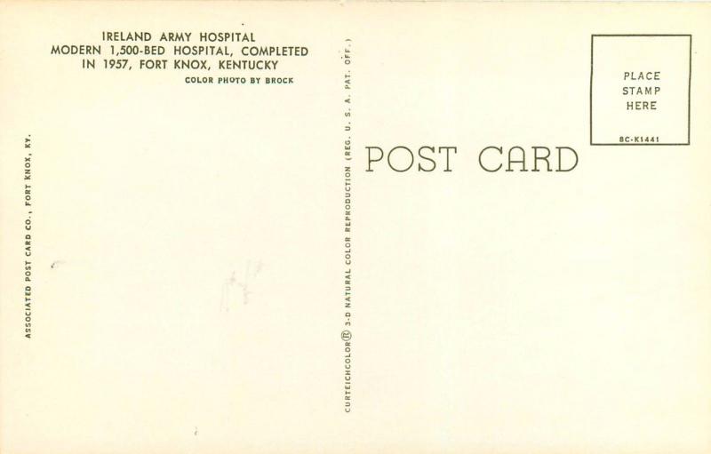 Ireland Army Hospital Fort Knox Kentucky completed 1957 Military Postcard