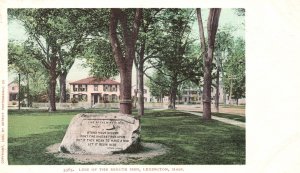 Line of the Minute Men Battle Landmark Lexington Massachusetts Vintage Postcard