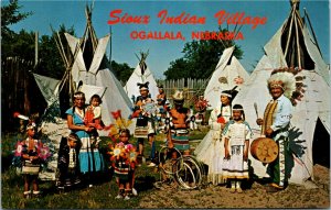 Postcard NE Ogallala Sioux Indian Village Native Americana Tipis 1960s J7