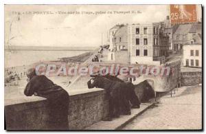 Old Postcard Le Portel View On The Beach Taken From Parapet