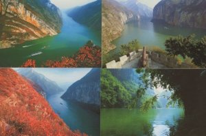 Boats on Three Gorges Dam River Chinese Hubei 4x Postcard s