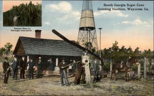 Waycross Georgia GA Sugar Cane Grinding Machine  Men Working c1910 Postcard