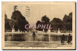 Postcard Old Paris Tuileries Garden
