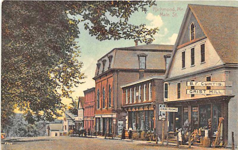 Richmond ME Street View Curtis Store & Dining Room in 1910 Postcard