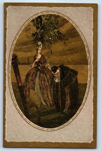 c1910's Pretty Woman Fashion Hair Fancy Gown Art Italy Antique Unposted Postcard