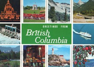 VINTAGE CONTINENTAL SIZE POSTCARD GREETINGS FROM BRITISH COLUMBIA MUTIPLES