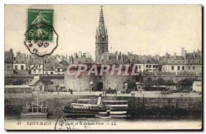 Postcard Old Saint Malo Quays and the Great Gate