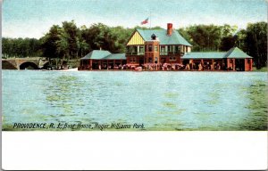 Postcard Boat House, Roger Williams Park in Providence, Rhode Island