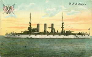 Navy Military C-1910 USS Georgia Postcard 21-10584