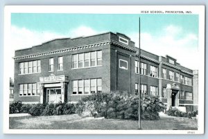 c1920's High School Building Campus Flag Pole Princeton Indiana Antique Postcard