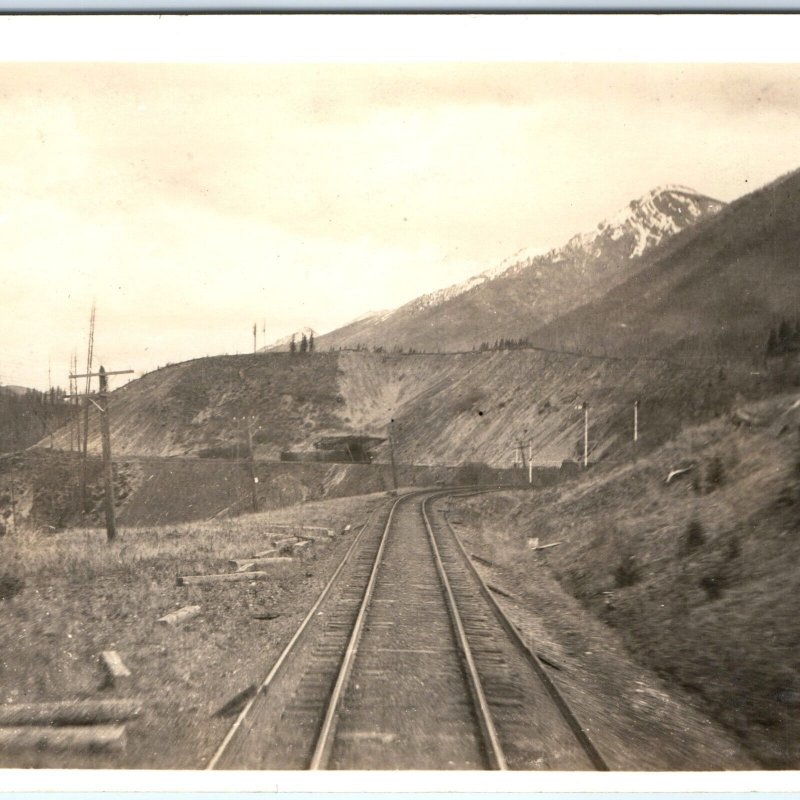 c1920s Unknown Mountain Railway RPPC Track Construction Real Photo Postcard A95