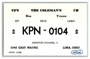 QSL Radio Card From Lima Ohio KPN - 0104 