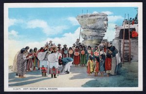 h957 - Arizona 1930s Hopi Basket Dance. Indian Women. Fred Harvey Postcard