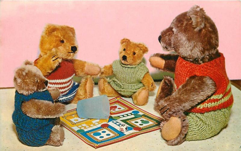 Teddy Bears puppets dices game fantasy postcard