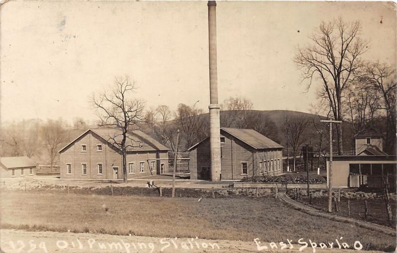 E79/ East Sparta Ohio RPPC Postcard Stark County Leiter 1916 Oil Pump Station 2