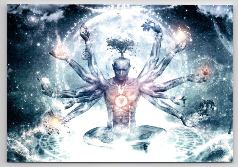 UNIVERSE IN YOGA Human Man body Fantasy Planet Russian New Postcard