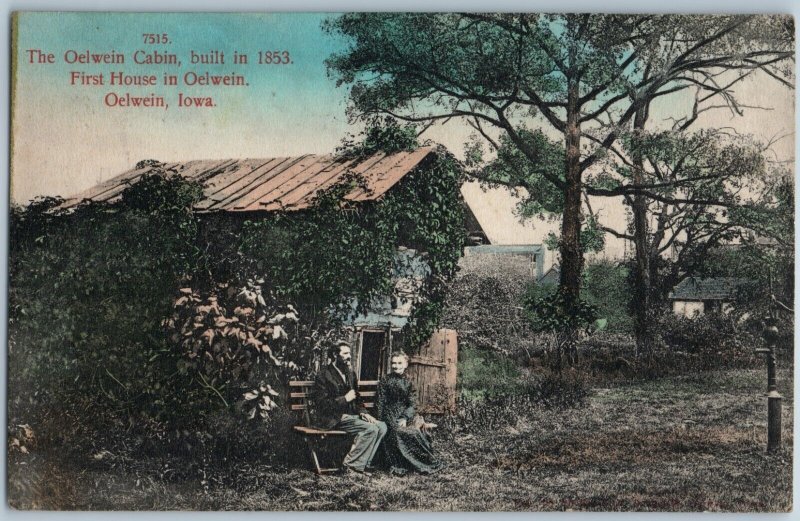 1909 Oelwein, IA First House Cabin Hand Colored Sharp Litho Photo Postcard A196