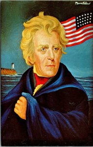 Vtg 1960's President Andrew Jackson Painting Artist Signed Morris Katz Postcard