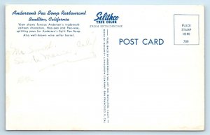 BUELLTON, CA ~ Anderson's PEA SOUP RESTAURANT c1940s,50s Cars Roadside Postcard