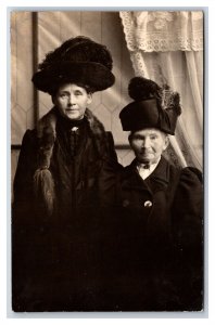 RPPC Studio View Two Older Women In Black Looking Very Serious UNP Postcard H18