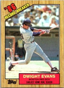 1987 Topps Baseball Card '86 Record Breaker Dwight Evans sk2349