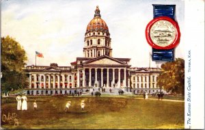 Oilette State Capitols Postcard Kansas State Capitol in Topeka, Kansas Unused