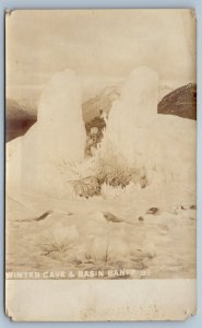Alberta Canada Postcard Winter Cave & Basin Banff c1930's Unposted RPPC Photo