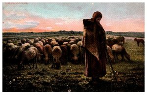 Sheperdess with Flock of Sheep