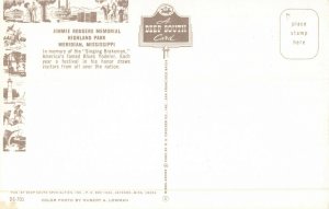 Postcard Jimmie Rodgers Memorial Highland Park Meridian Mississippi