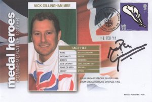 Nick Gillingham Olympic Medal Heroes Swimming Hand Signed FDC