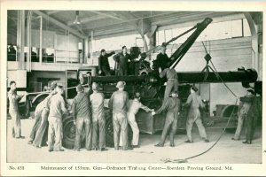 WWII Aberdeen Proving Ground Maintenance 155 mm Gun UNP WB Postcard N17