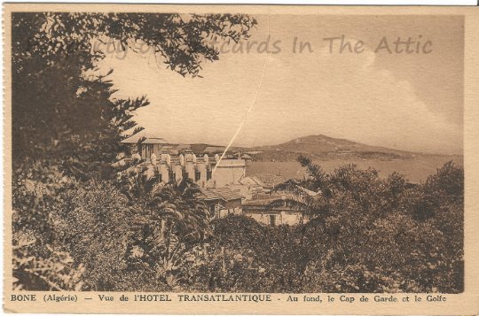 Transatlantic Hotel in France at Bottom of Gulf in French Vintage Postcard