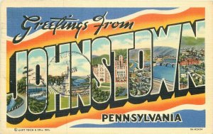 Pennsylvania Johnstown Large Letters Multi View Postcard Teich linen 22-1342