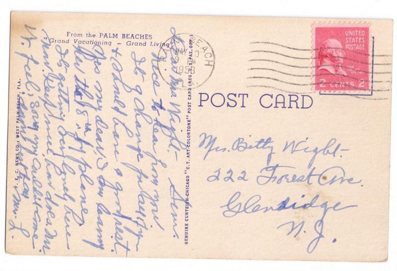 Palm Beach Biltmore Florida FL 1953 Curteich Linen Postcard