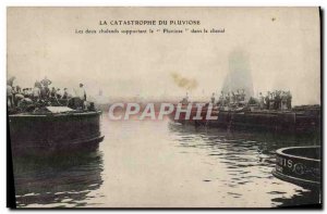 Old Postcard Boat Catastrophe of Pluviose The two barges supporting the Pluvi...