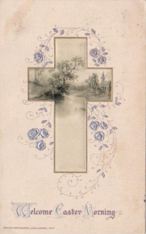 Easter Beautiful Landscape Scene and Cross 1913 Winsch