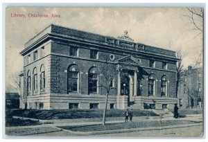 1910 Library Exterior Building Road Oskaloosa Iowa RPO Vintage Antique Postcard